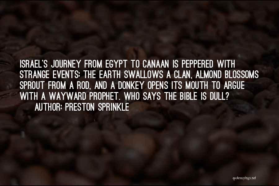 Preston Sprinkle Quotes: Israel's Journey From Egypt To Canaan Is Peppered With Strange Events: The Earth Swallows A Clan, Almond Blossoms Sprout From