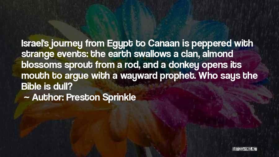 Preston Sprinkle Quotes: Israel's Journey From Egypt To Canaan Is Peppered With Strange Events: The Earth Swallows A Clan, Almond Blossoms Sprout From