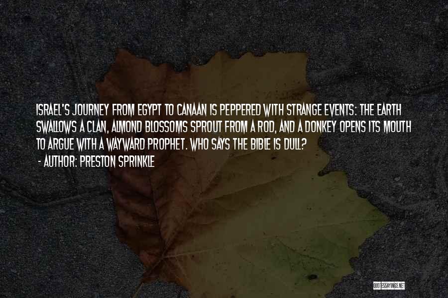 Preston Sprinkle Quotes: Israel's Journey From Egypt To Canaan Is Peppered With Strange Events: The Earth Swallows A Clan, Almond Blossoms Sprout From