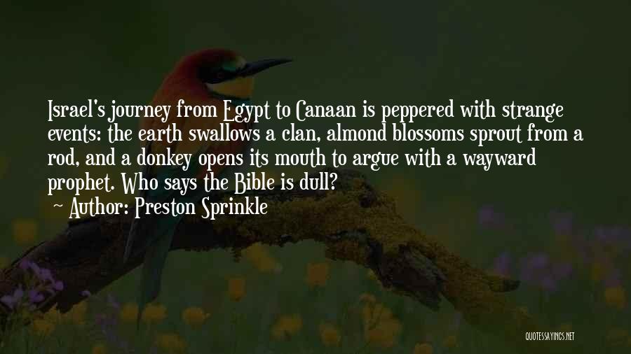 Preston Sprinkle Quotes: Israel's Journey From Egypt To Canaan Is Peppered With Strange Events: The Earth Swallows A Clan, Almond Blossoms Sprout From