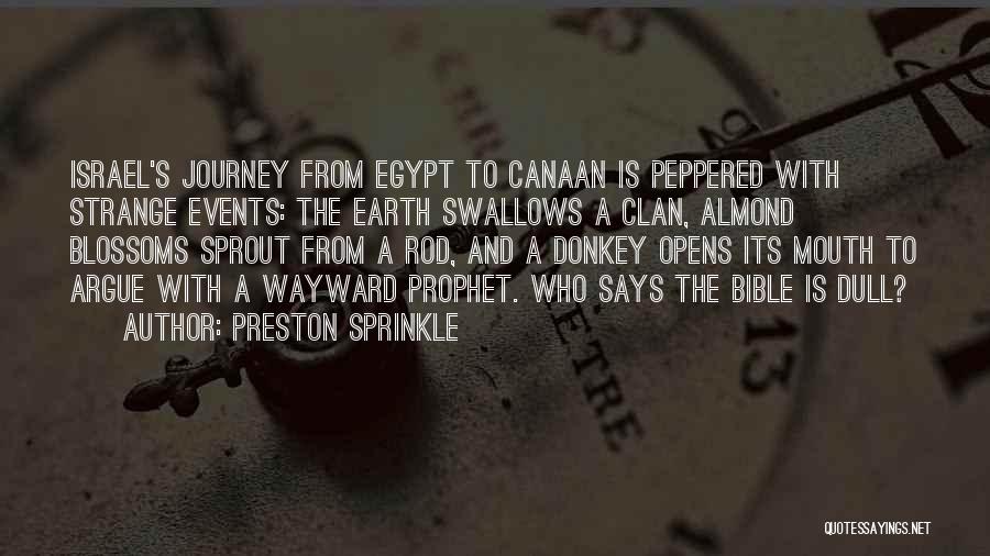 Preston Sprinkle Quotes: Israel's Journey From Egypt To Canaan Is Peppered With Strange Events: The Earth Swallows A Clan, Almond Blossoms Sprout From