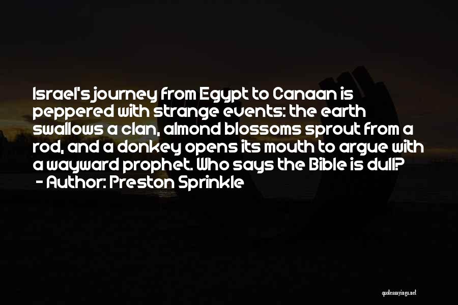 Preston Sprinkle Quotes: Israel's Journey From Egypt To Canaan Is Peppered With Strange Events: The Earth Swallows A Clan, Almond Blossoms Sprout From