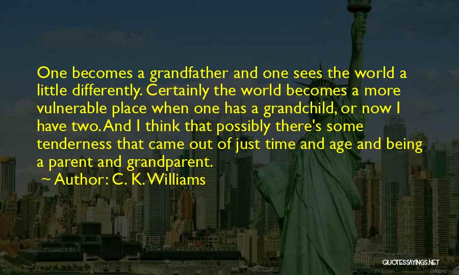 C. K. Williams Quotes: One Becomes A Grandfather And One Sees The World A Little Differently. Certainly The World Becomes A More Vulnerable Place