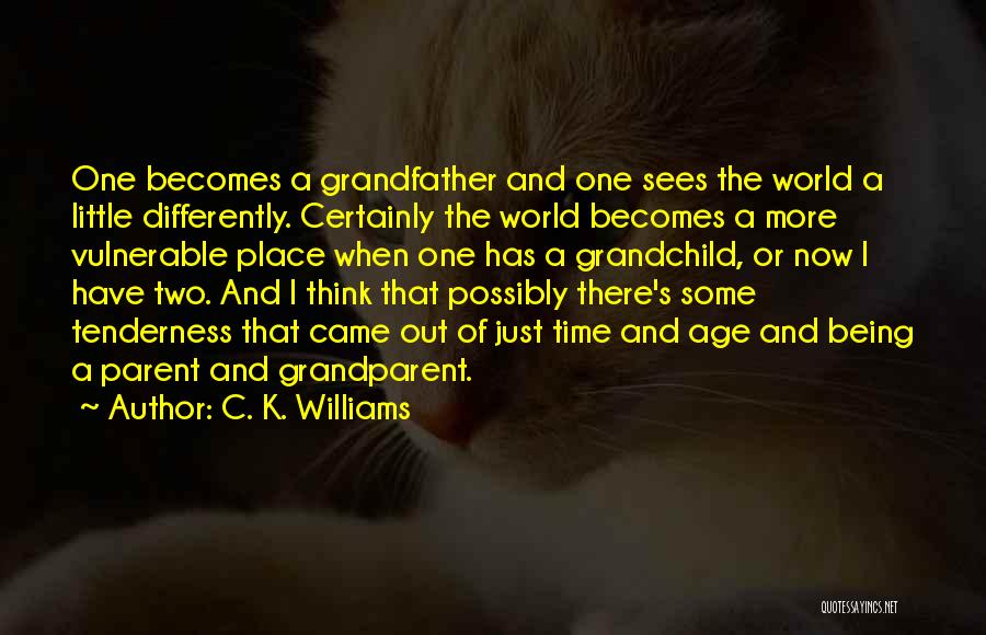 C. K. Williams Quotes: One Becomes A Grandfather And One Sees The World A Little Differently. Certainly The World Becomes A More Vulnerable Place