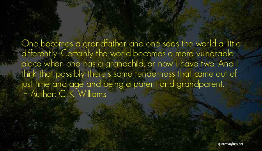 C. K. Williams Quotes: One Becomes A Grandfather And One Sees The World A Little Differently. Certainly The World Becomes A More Vulnerable Place