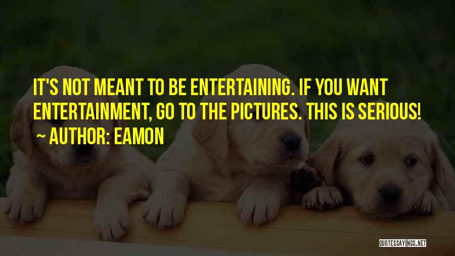 Eamon Quotes: It's Not Meant To Be Entertaining. If You Want Entertainment, Go To The Pictures. This Is Serious!