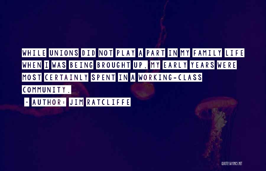 Jim Ratcliffe Quotes: While Unions Did Not Play A Part In My Family Life When I Was Being Brought Up, My Early Years