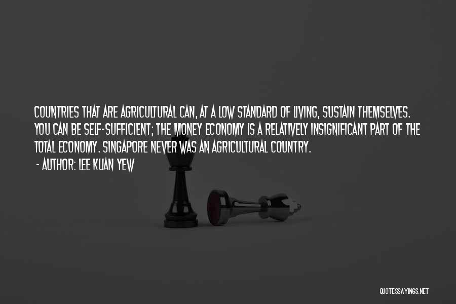 Lee Kuan Yew Quotes: Countries That Are Agricultural Can, At A Low Standard Of Living, Sustain Themselves. You Can Be Self-sufficient; The Money Economy