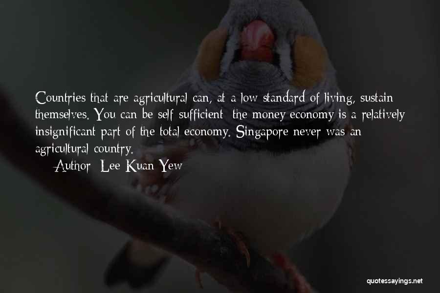 Lee Kuan Yew Quotes: Countries That Are Agricultural Can, At A Low Standard Of Living, Sustain Themselves. You Can Be Self-sufficient; The Money Economy