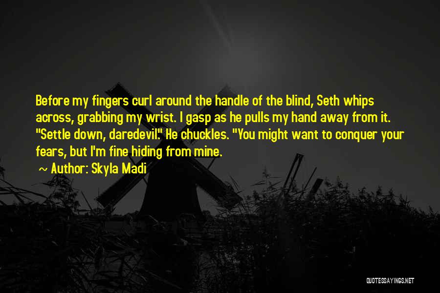 Skyla Madi Quotes: Before My Fingers Curl Around The Handle Of The Blind, Seth Whips Across, Grabbing My Wrist. I Gasp As He