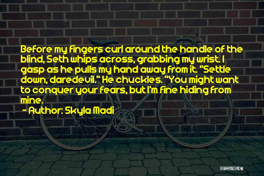 Skyla Madi Quotes: Before My Fingers Curl Around The Handle Of The Blind, Seth Whips Across, Grabbing My Wrist. I Gasp As He