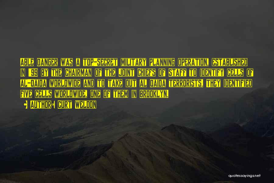 Curt Weldon Quotes: Able Danger Was A Top-secret Military Planning Operation, Established In '99 By The Chairman Of The Joint Chiefs Of Staff