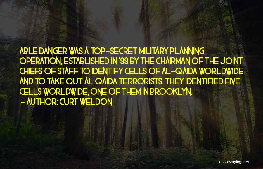 Curt Weldon Quotes: Able Danger Was A Top-secret Military Planning Operation, Established In '99 By The Chairman Of The Joint Chiefs Of Staff