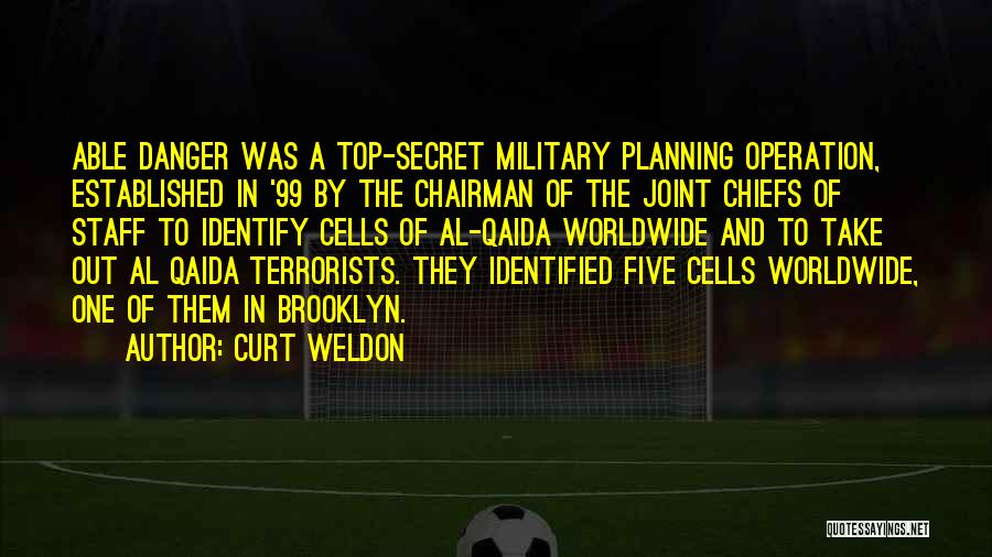 Curt Weldon Quotes: Able Danger Was A Top-secret Military Planning Operation, Established In '99 By The Chairman Of The Joint Chiefs Of Staff