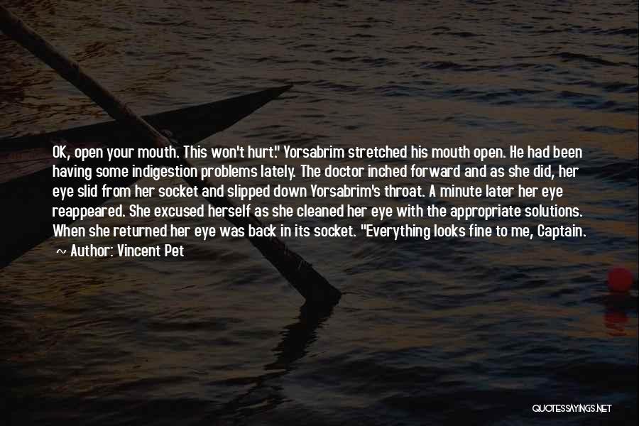 Vincent Pet Quotes: Ok, Open Your Mouth. This Won't Hurt. Yorsabrim Stretched His Mouth Open. He Had Been Having Some Indigestion Problems Lately.