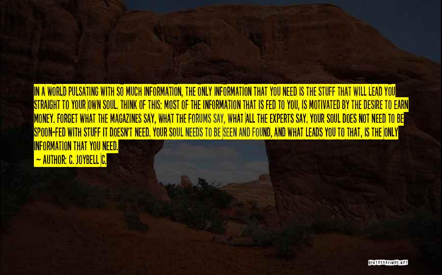 C. JoyBell C. Quotes: In A World Pulsating With So Much Information, The Only Information That You Need Is The Stuff That Will Lead