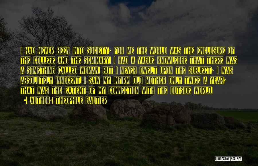 Theophile Gautier Quotes: I Had Never Been Into Society; For Me The World Was The Enclosure Of The College And The Seminary. I
