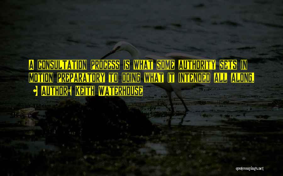 Keith Waterhouse Quotes: A Consultation Process Is What Some Authority Sets In Motion Preparatory To Doing What It Intended All Along.