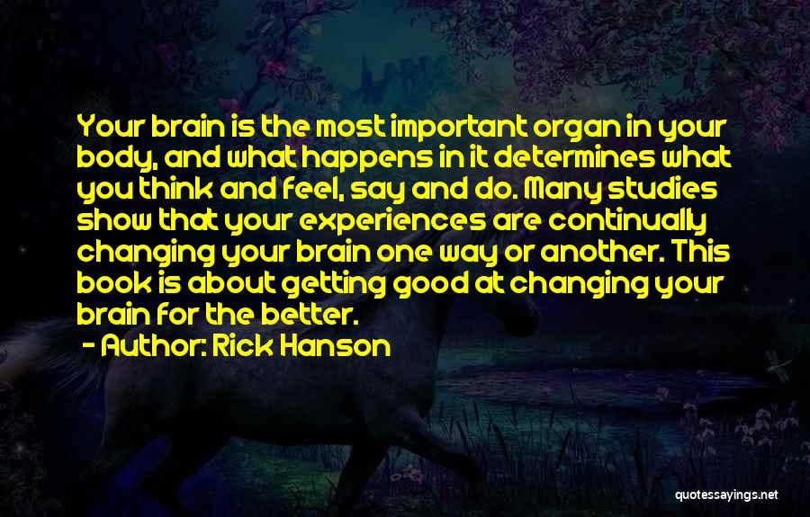 Rick Hanson Quotes: Your Brain Is The Most Important Organ In Your Body, And What Happens In It Determines What You Think And
