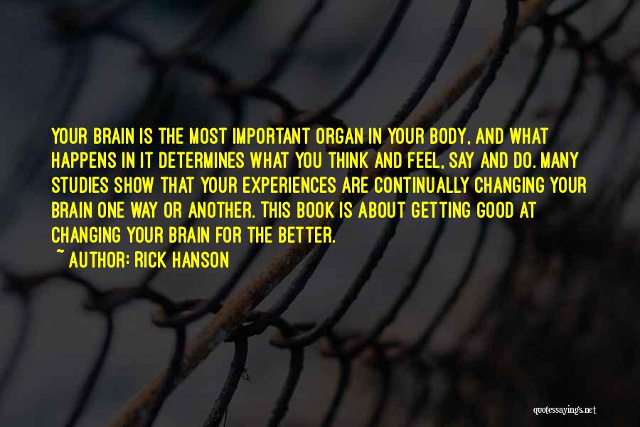 Rick Hanson Quotes: Your Brain Is The Most Important Organ In Your Body, And What Happens In It Determines What You Think And