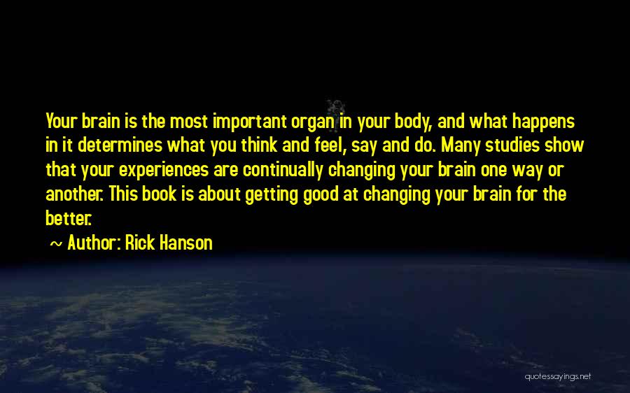 Rick Hanson Quotes: Your Brain Is The Most Important Organ In Your Body, And What Happens In It Determines What You Think And