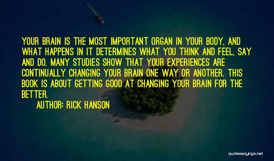 Rick Hanson Quotes: Your Brain Is The Most Important Organ In Your Body, And What Happens In It Determines What You Think And