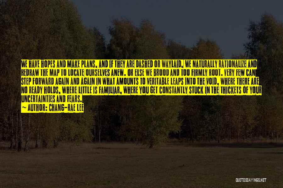 Chang-rae Lee Quotes: We Have Hopes And Make Plans, And If They Are Dashed Or Waylaid, We Naturally Rationalize And Redraw The Map