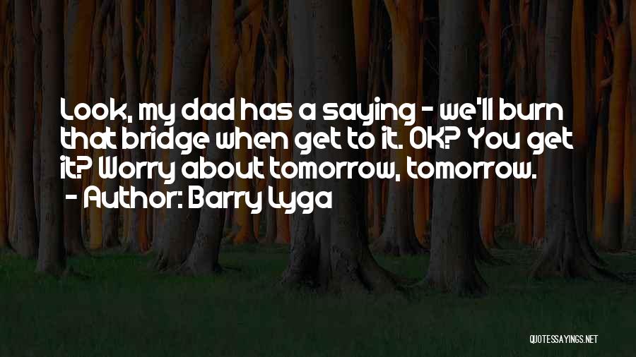 Barry Lyga Quotes: Look, My Dad Has A Saying - We'll Burn That Bridge When Get To It. Ok? You Get It? Worry