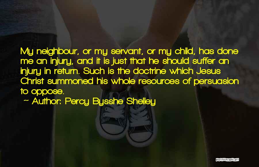 Percy Bysshe Shelley Quotes: My Neighbour, Or My Servant, Or My Child, Has Done Me An Injury, And It Is Just That He Should