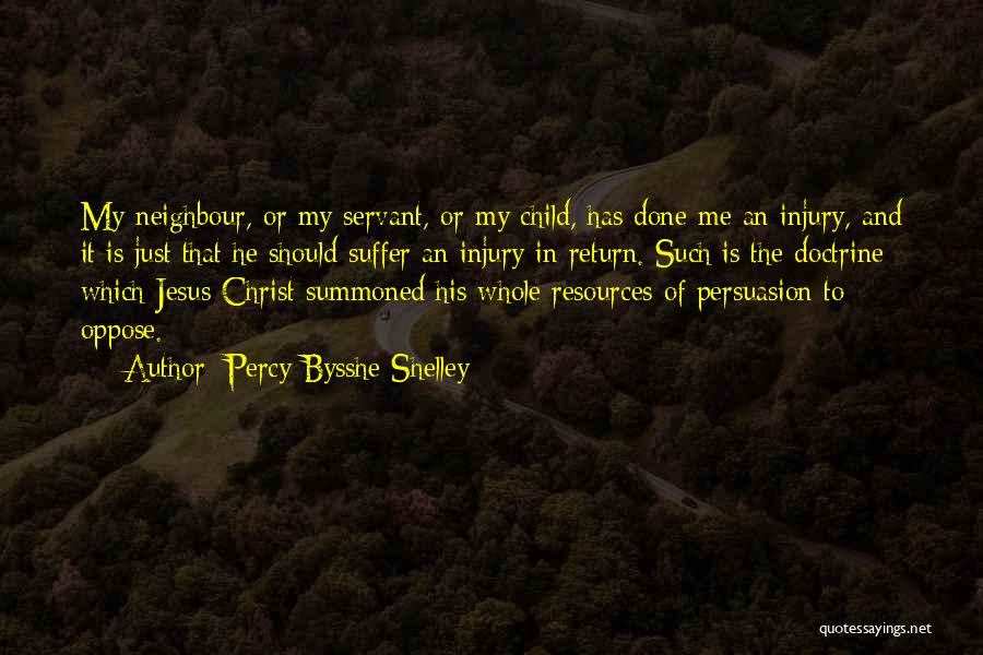 Percy Bysshe Shelley Quotes: My Neighbour, Or My Servant, Or My Child, Has Done Me An Injury, And It Is Just That He Should