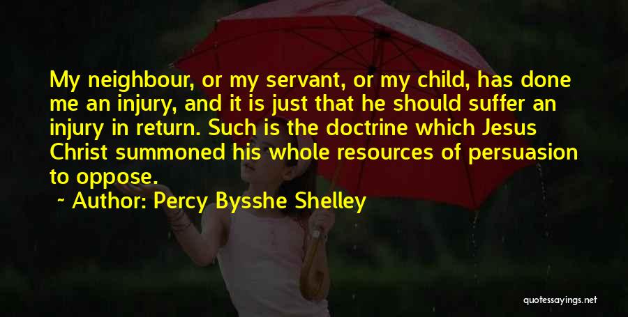 Percy Bysshe Shelley Quotes: My Neighbour, Or My Servant, Or My Child, Has Done Me An Injury, And It Is Just That He Should