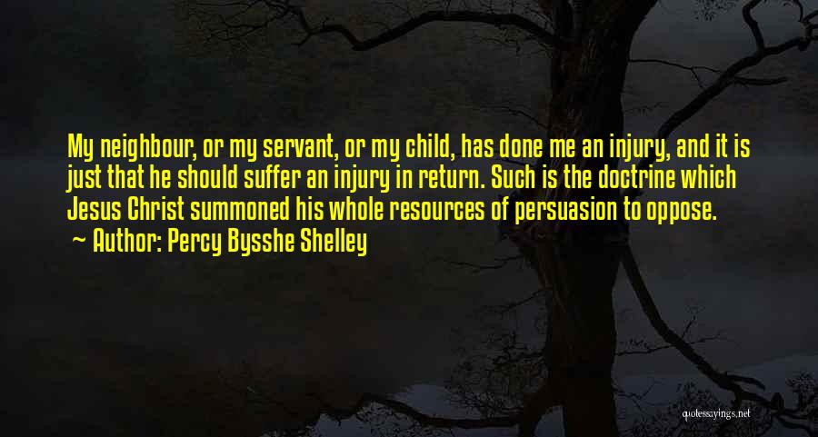 Percy Bysshe Shelley Quotes: My Neighbour, Or My Servant, Or My Child, Has Done Me An Injury, And It Is Just That He Should