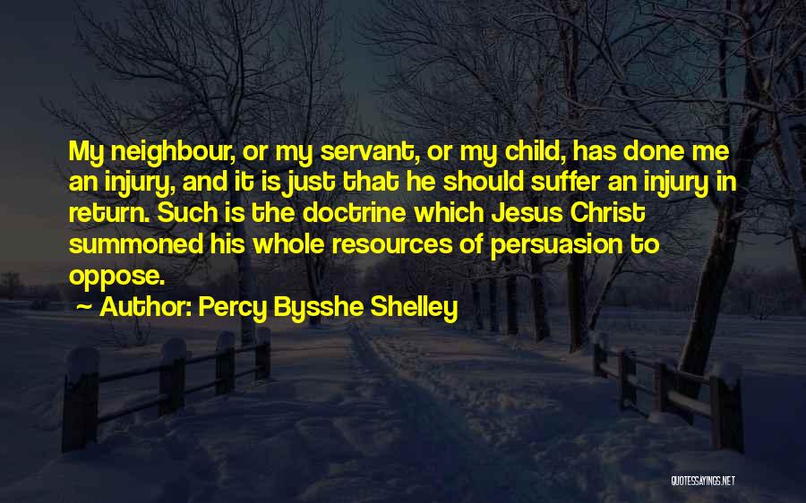 Percy Bysshe Shelley Quotes: My Neighbour, Or My Servant, Or My Child, Has Done Me An Injury, And It Is Just That He Should