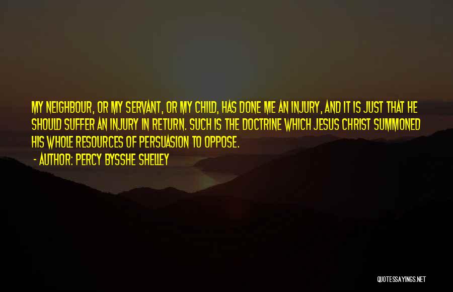 Percy Bysshe Shelley Quotes: My Neighbour, Or My Servant, Or My Child, Has Done Me An Injury, And It Is Just That He Should