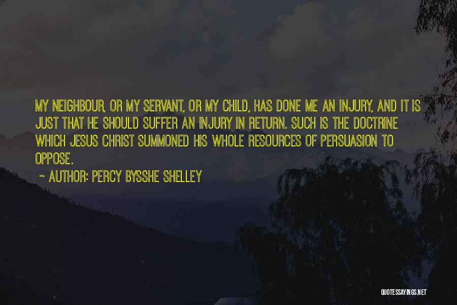 Percy Bysshe Shelley Quotes: My Neighbour, Or My Servant, Or My Child, Has Done Me An Injury, And It Is Just That He Should