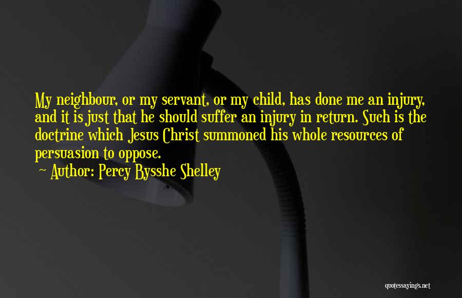 Percy Bysshe Shelley Quotes: My Neighbour, Or My Servant, Or My Child, Has Done Me An Injury, And It Is Just That He Should