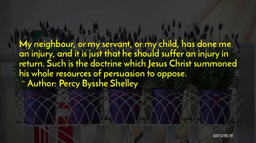 Percy Bysshe Shelley Quotes: My Neighbour, Or My Servant, Or My Child, Has Done Me An Injury, And It Is Just That He Should