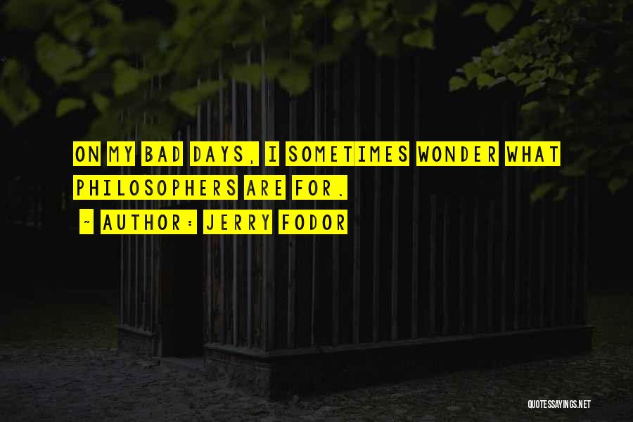 Jerry Fodor Quotes: On My Bad Days, I Sometimes Wonder What Philosophers Are For.