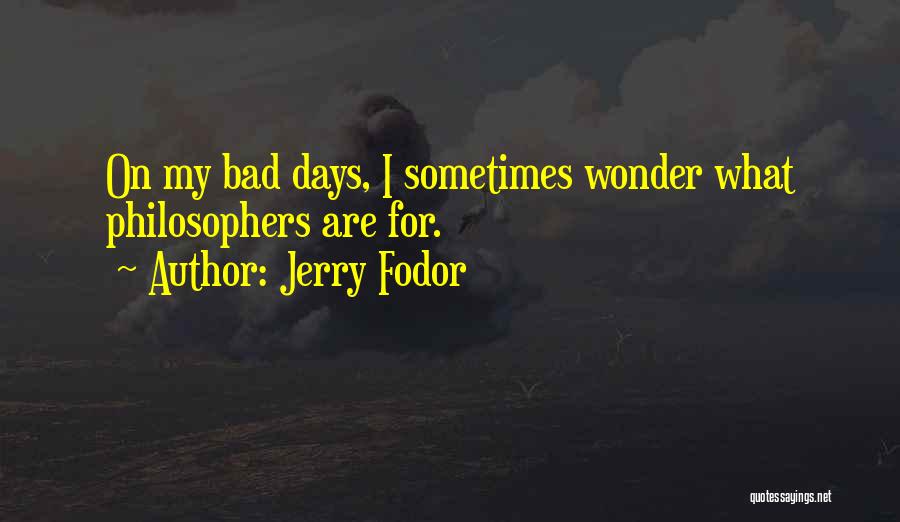 Jerry Fodor Quotes: On My Bad Days, I Sometimes Wonder What Philosophers Are For.