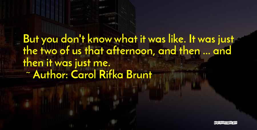 Carol Rifka Brunt Quotes: But You Don't Know What It Was Like. It Was Just The Two Of Us That Afternoon, And Then ...