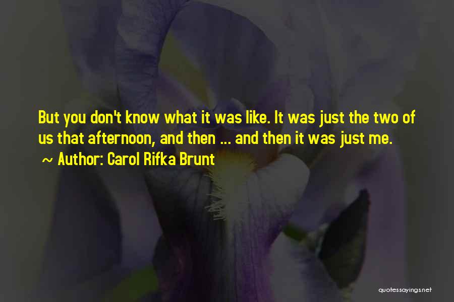 Carol Rifka Brunt Quotes: But You Don't Know What It Was Like. It Was Just The Two Of Us That Afternoon, And Then ...