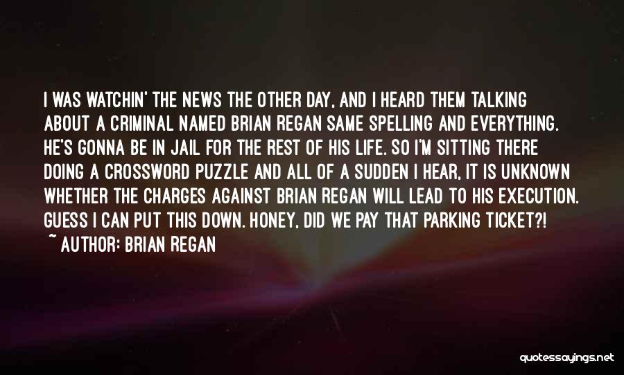 Brian Regan Quotes: I Was Watchin' The News The Other Day, And I Heard Them Talking About A Criminal Named Brian Regan Same