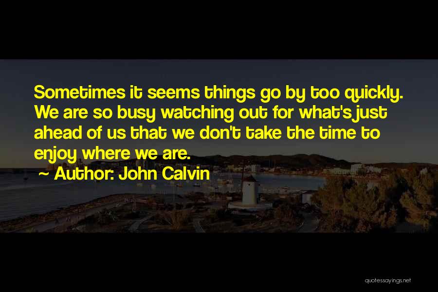 John Calvin Quotes: Sometimes It Seems Things Go By Too Quickly. We Are So Busy Watching Out For What's Just Ahead Of Us
