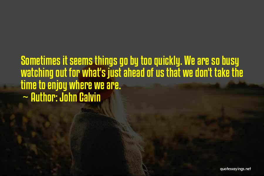 John Calvin Quotes: Sometimes It Seems Things Go By Too Quickly. We Are So Busy Watching Out For What's Just Ahead Of Us