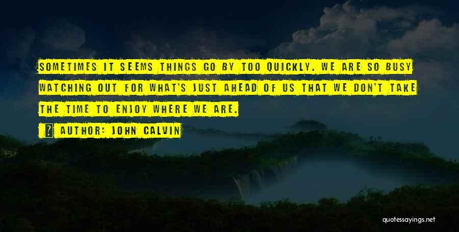 John Calvin Quotes: Sometimes It Seems Things Go By Too Quickly. We Are So Busy Watching Out For What's Just Ahead Of Us