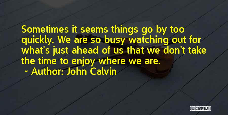 John Calvin Quotes: Sometimes It Seems Things Go By Too Quickly. We Are So Busy Watching Out For What's Just Ahead Of Us