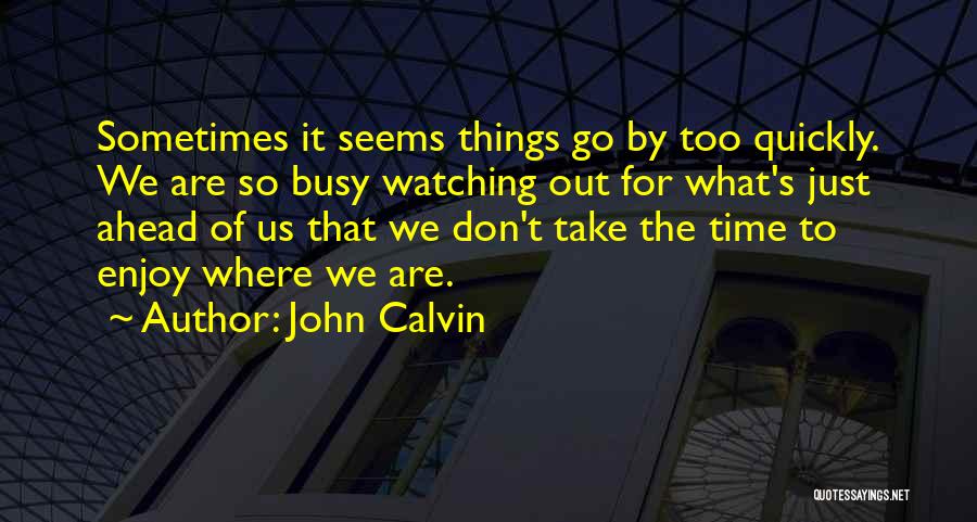 John Calvin Quotes: Sometimes It Seems Things Go By Too Quickly. We Are So Busy Watching Out For What's Just Ahead Of Us