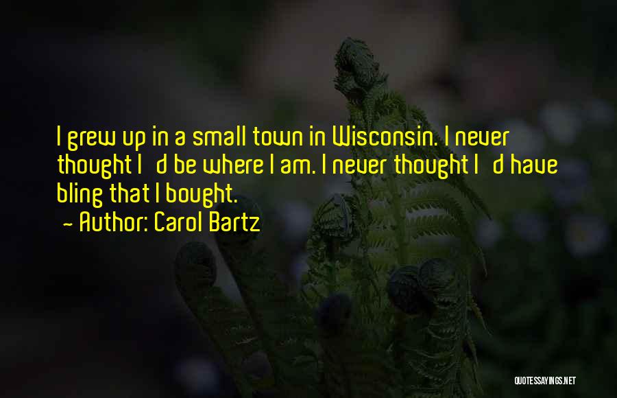 Carol Bartz Quotes: I Grew Up In A Small Town In Wisconsin. I Never Thought I'd Be Where I Am. I Never Thought