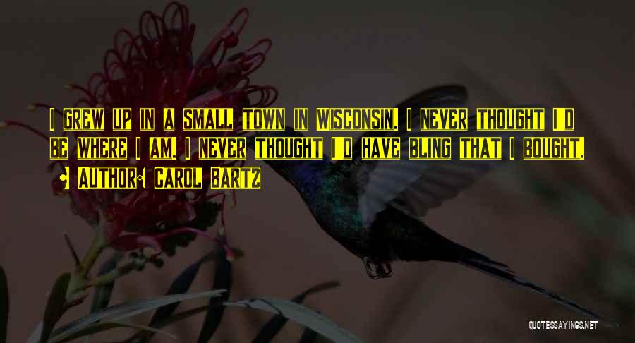 Carol Bartz Quotes: I Grew Up In A Small Town In Wisconsin. I Never Thought I'd Be Where I Am. I Never Thought