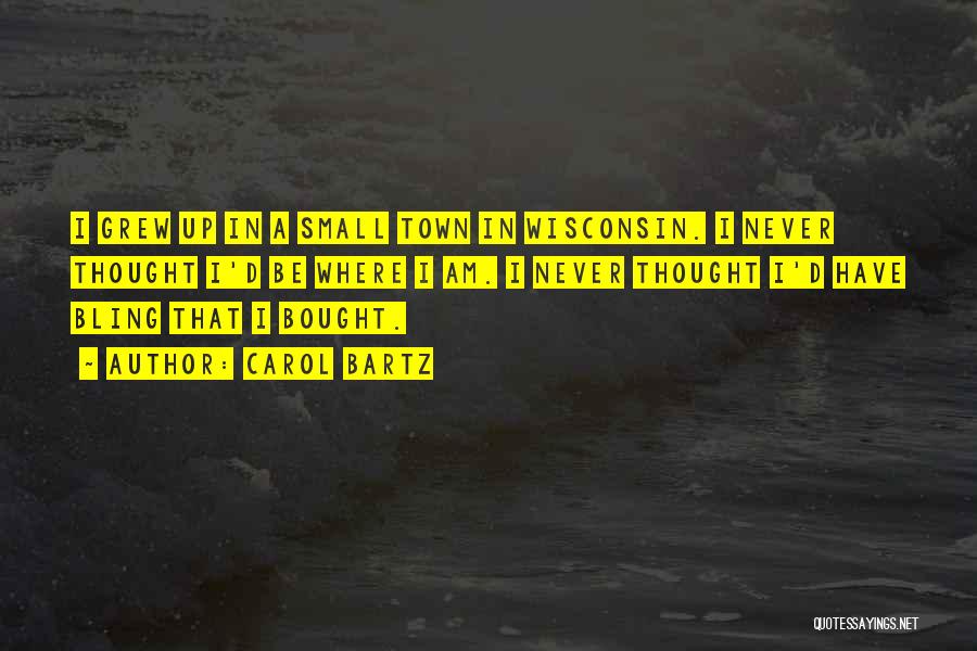 Carol Bartz Quotes: I Grew Up In A Small Town In Wisconsin. I Never Thought I'd Be Where I Am. I Never Thought